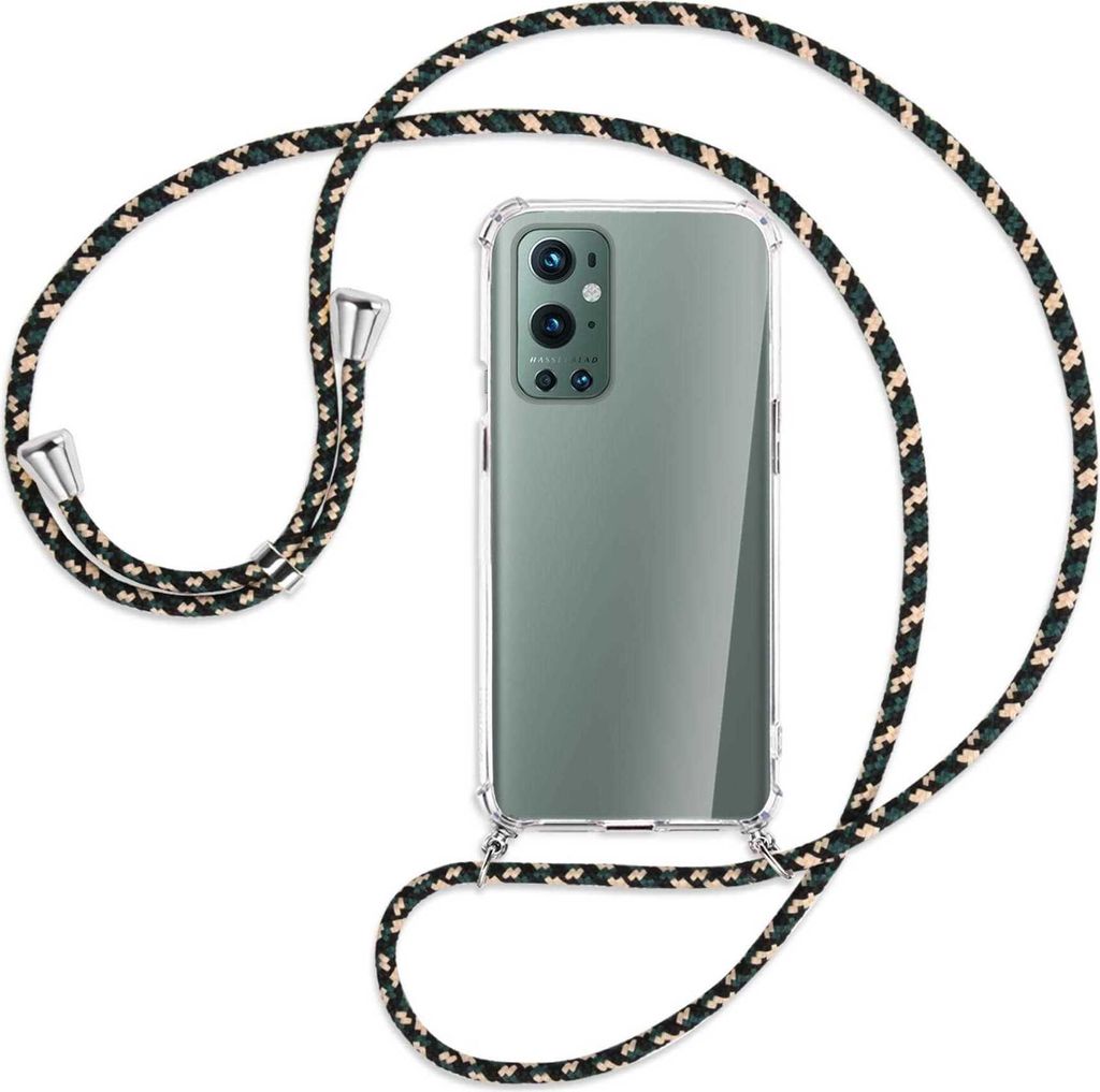 Handykette Backcover-Schutzhülle mit Band (Metall silberfarben) für OnePlus 9 Pro - camouflage
