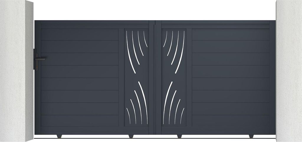 Schiebetor 3m VELETA H.140cm graues Aluminium + 2 Pfosten 20x20cm H.166cm