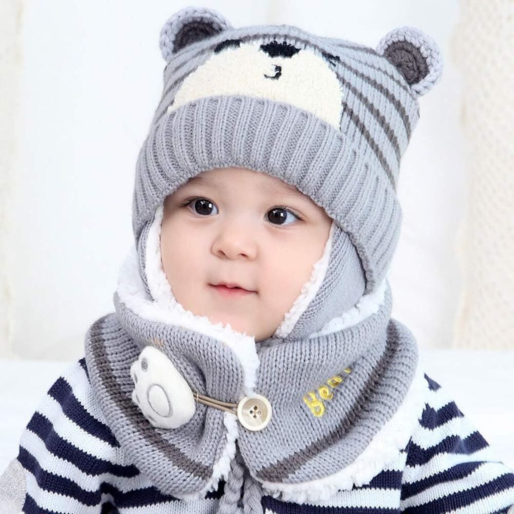 Winter Babymützen, Kleinkind Winter Warm Schal Mütze Produktbild 