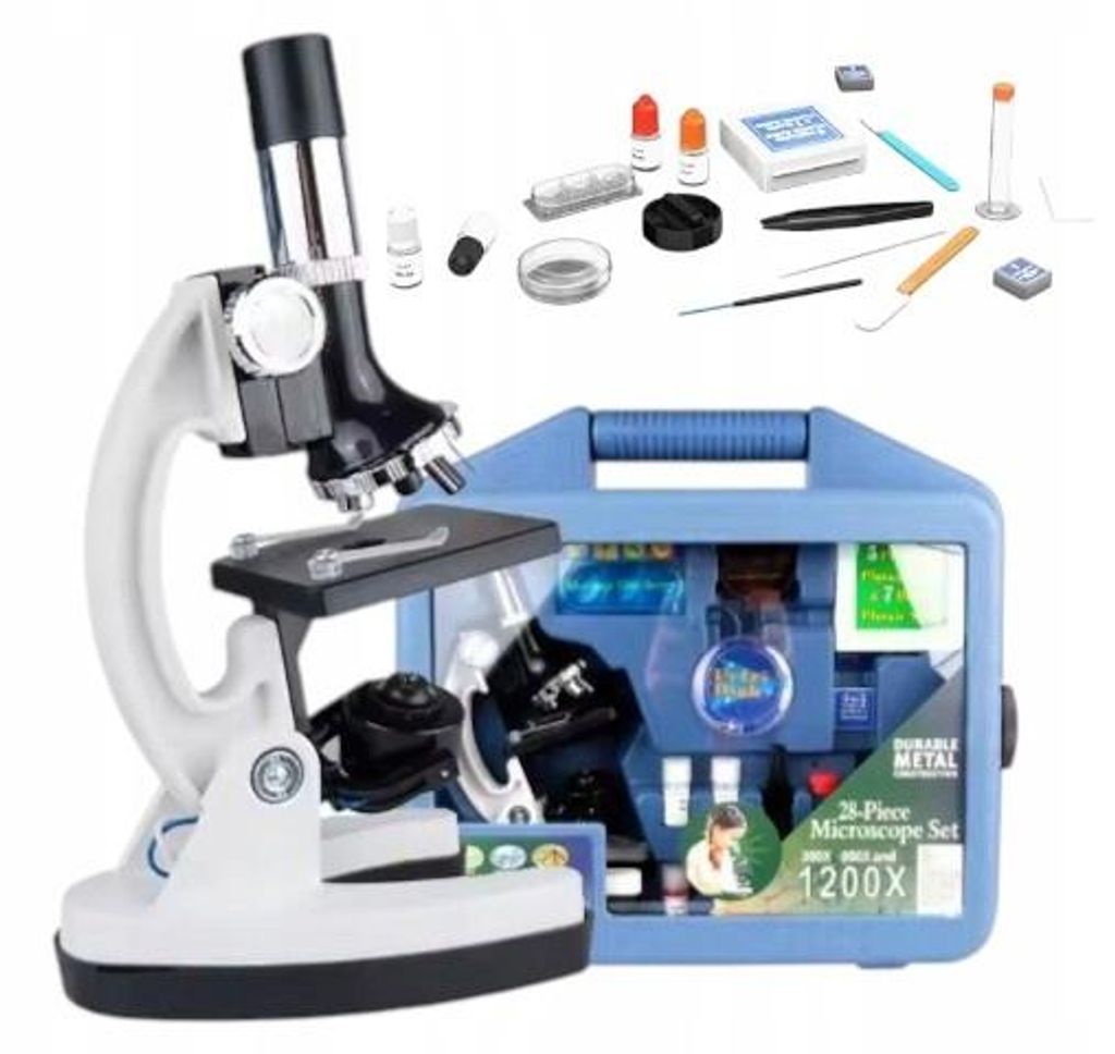 Mikroskop 1200X Optisch Labor Set Mit 3 Objektiven Zoom Mikroskop Kinder Set Zubehör
