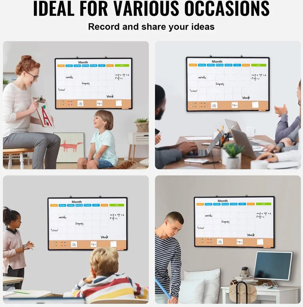 Tableau de planification mural combiné avec calendrier : liège et blanc - 6