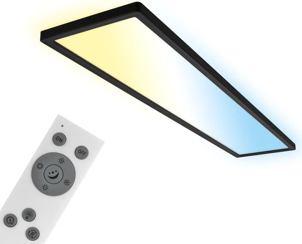 Plafonnier LED Variable 98cm Noir avec Effet Rétroéclairage et Télécommande