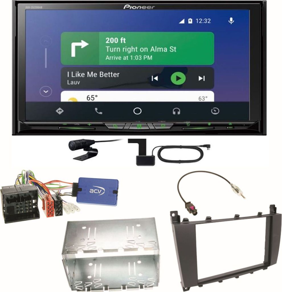 Pioneer AVH-Z9200DAB Carplay Einbauset für Mercedes C-Klasse W203 CLC CL203 S203
