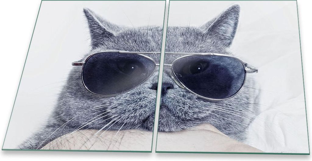 Herdabdeckplatte Glaskeramik 2-Teilig 2x40x52 Katze Schwarz Abdeckung Spritzschutz