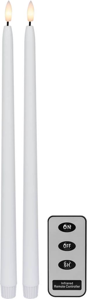 LED-Stabkerzen -Flamme Slim', 2er-Set, Wachs, Fernbedienung Produktbild 