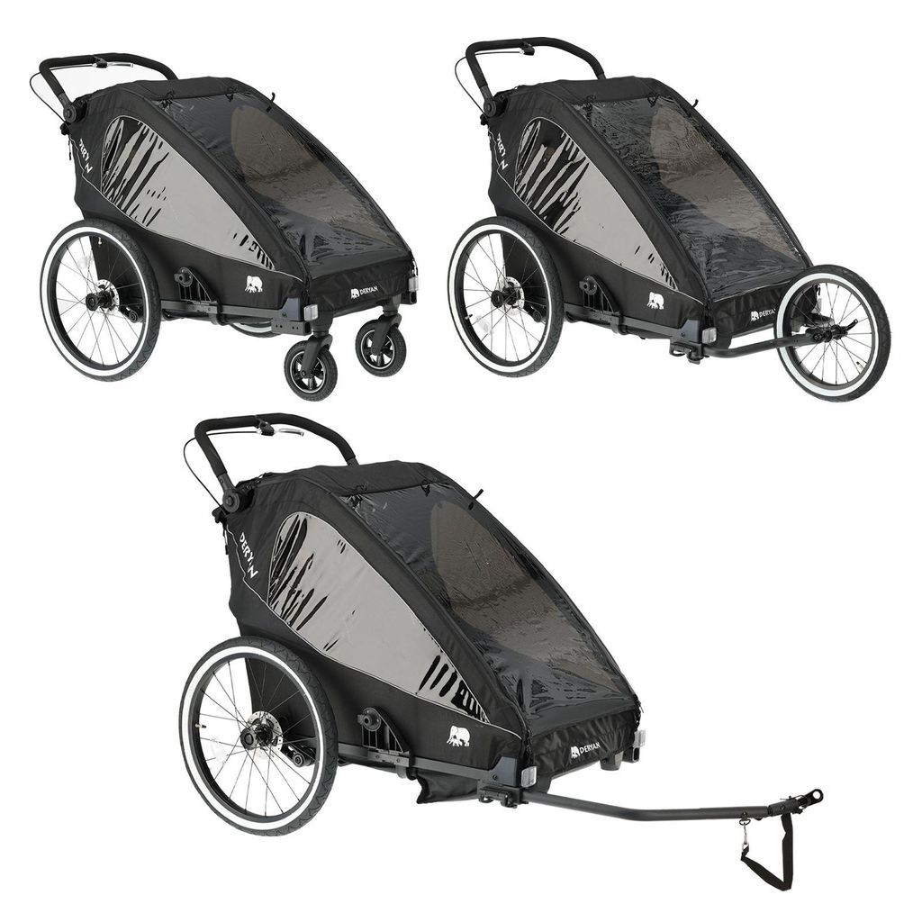 DERYAN Fahrradanhänger V2 – Kinderfahrradanhänger für 2 Produktbild 