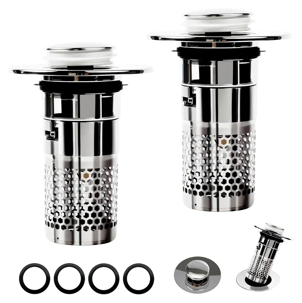 Filtre de Lavabo Anti-Bouchage pour Évacuation de 33 à 40 mm en Lot de 2