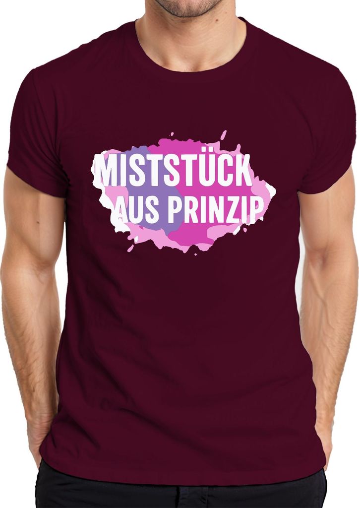 Miststück aus Prinzip Spruch Sarkastisch Pink Lila Geschenk Cool Herren T-Shirt, Burgundy, XL