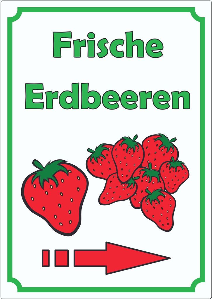 Werbeaufkleber mit Pfeil rechts Erdbeeren Aufkleber Hochkant A1 (594x841mm)