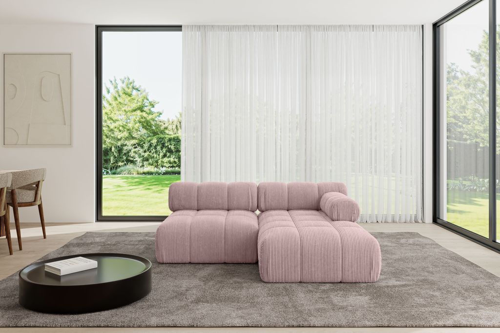 ALTDECOR Modulares Sofa Ecksofa in L-Form - Razon-L1 - 190x160x70 cm Rosa Corner modular Sofa Eckcouch Couch Wohnlandschaft Cauchsofa Polstersofa