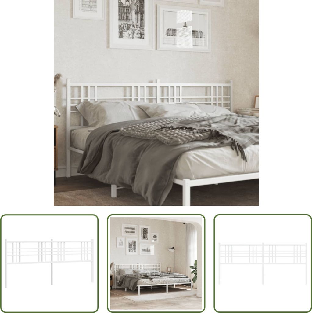 The Living Store Kopfteil Metall Weiß 193 cm