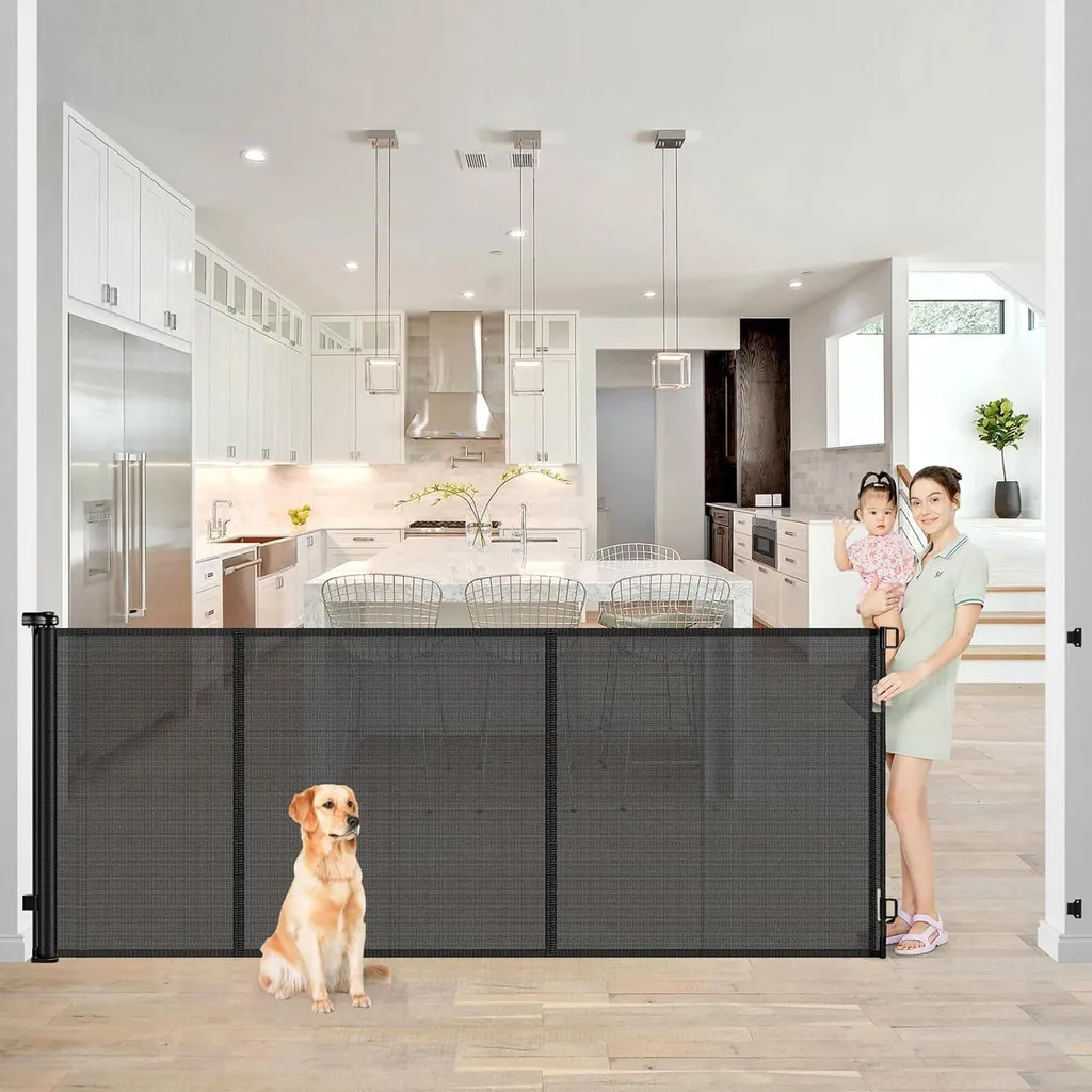 Barrière de sécurité extensible 0-300 cm noire pour enfant et chien