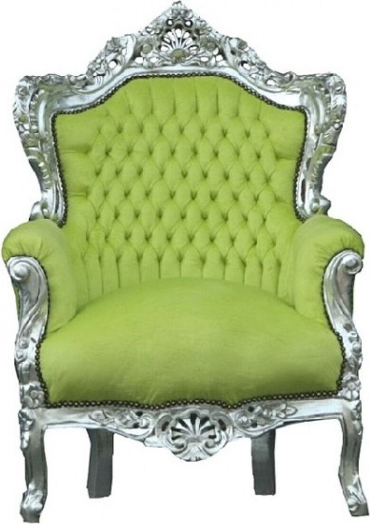 Barock Sessel King Jadegrün/ Silber