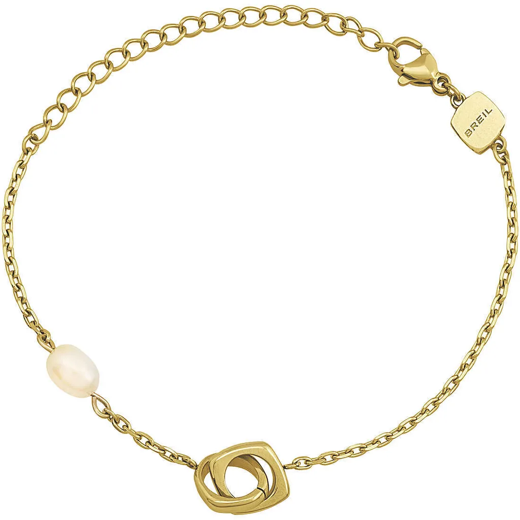 Breil Tetra Bracciale Donna Gold: Look Geometrico con Perla Naturale