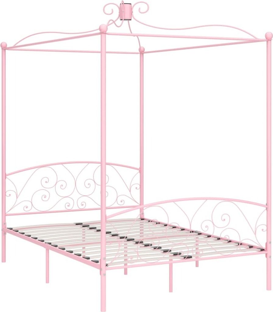 vidaXL Himmelbett-Gestell Rosa Metall 120 x 200 cm Produktbild 