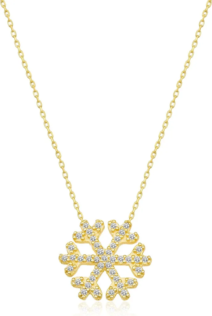 Cadeau Femme : Collier Flocon de Neige Argent 925 et Zircone de Luxe