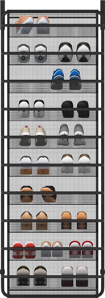 Hängendes Schuhregal 10 Ebenen - Metallischer Schuhorganizer grau - Esszimmer - 55 x 195 x 159 cm