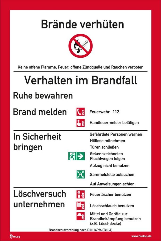 Brandschutzordnung (Teil A) Verhalten im Brandfall Folie Produktbild 