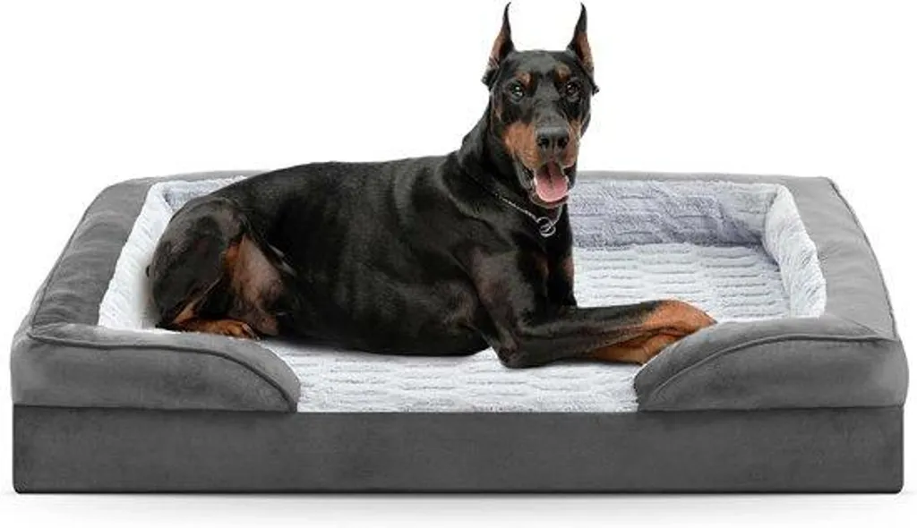 Lit orthopédique pour chien XXL lavable gris anthracite 122 x 89 cm