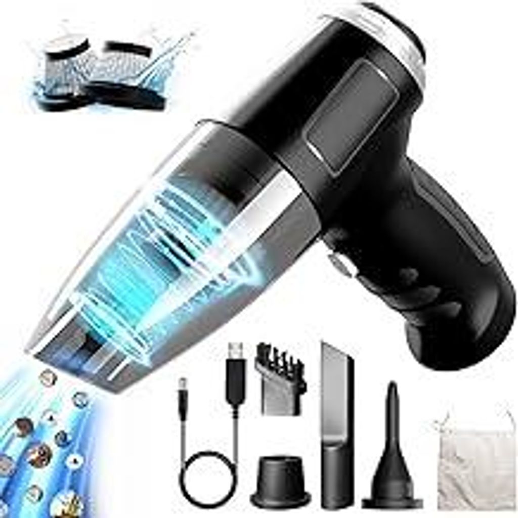 Jingyunali Tragbarer Handstaubsauger - Kabelloser Staubsauger mit 8000PA Saugkraft für Autos, Haus, Haustiere und Enge Räume