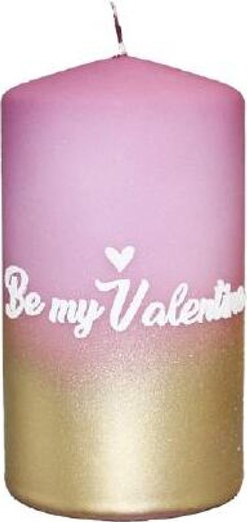 Spruchkerze "Be my valentine", 130 x 70 mm, Geschenkkerze