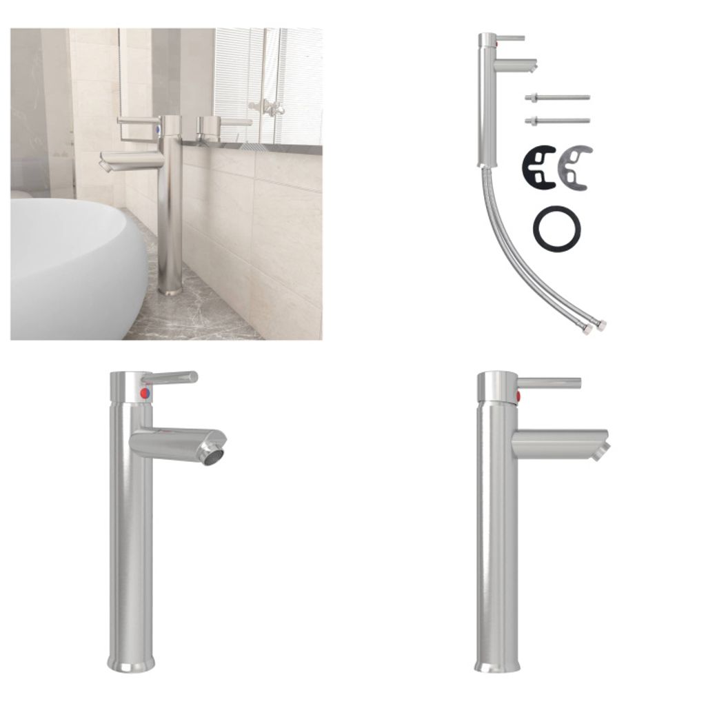 vidaXL Badezimmer Mischbatterie Silbern 12x30 cm - Waschtischbatterie - Waschtischbatterien - Wasserhahn - Wasserhähne