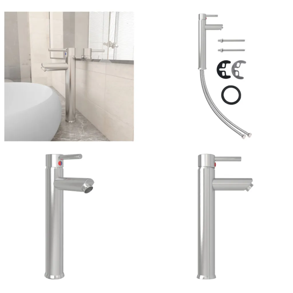 Miscelatore Lavabo Canna Alta 30cm Argento | vidaXL Robusto e Facile
