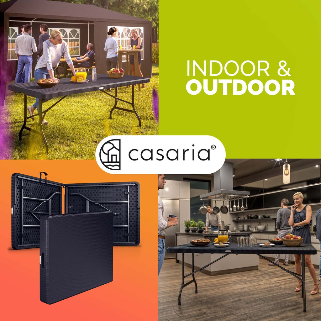 CASARIA® Gartentisch klappbar Polyrattan Campingtisch Produktbild 2