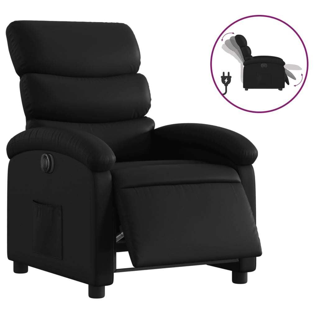 vidaXL Recliner elettrico in Pelle finta nera Immagine del prodotto 