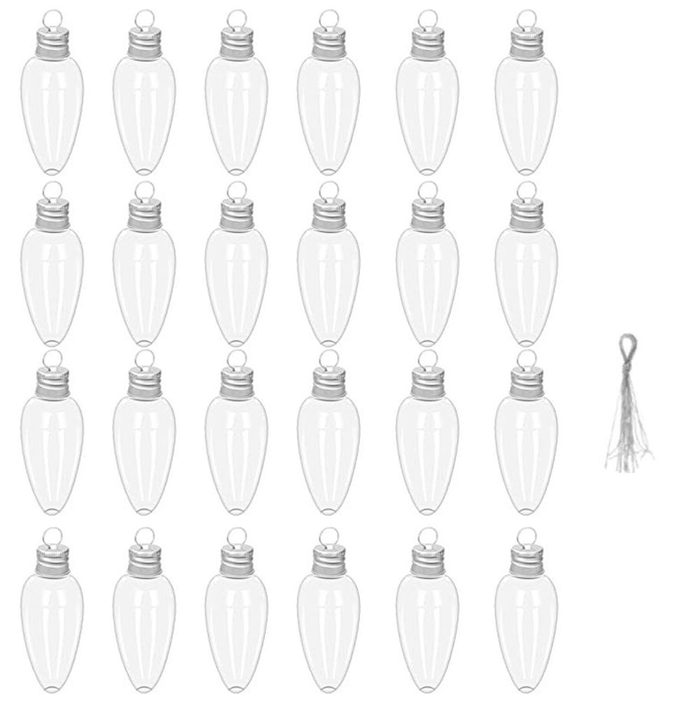 6/12/24 Stück 35 ml Weihnachtsanhänger mit Schraubverschluss, befüllbare, transparente Kunststoff-Weihnachtsbaum-Glühbirnen zum Aufhängen für...