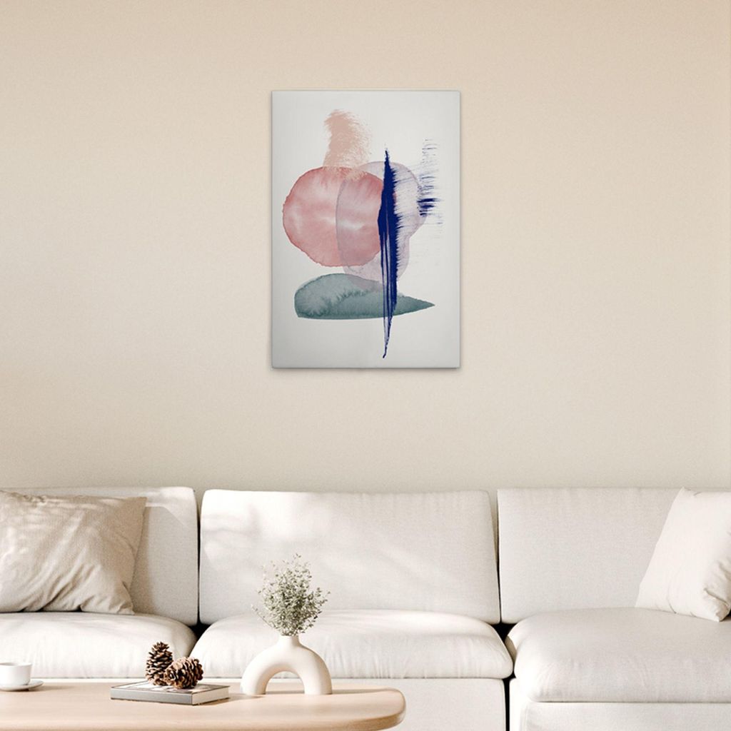 TADESSI Leinwandbild Abstrakte Formen - Wandbild 50 x 75 cm - Kunstdruck auf Leinwand in Bunt Weiß - M1-No.51183