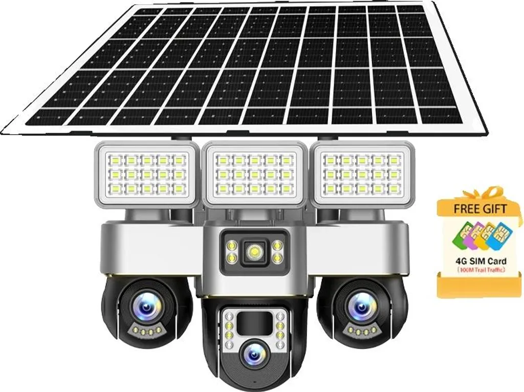 Caméra solaire 4G LTE 15 MP avec carte SD 128 Go pour surveillance extérieure
