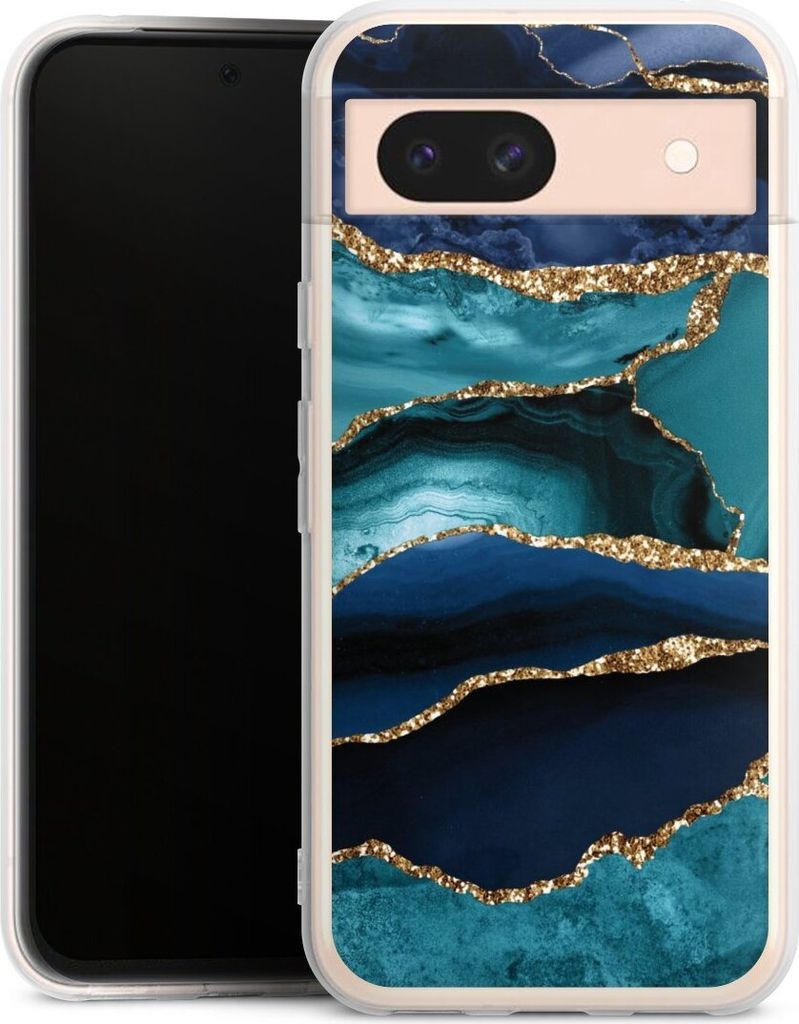 DeinDesign Handyhülle für Google Pixel 8a Silikon Hülle Case Smartphone Schutzhülle Glitzer Look Marmor Trends