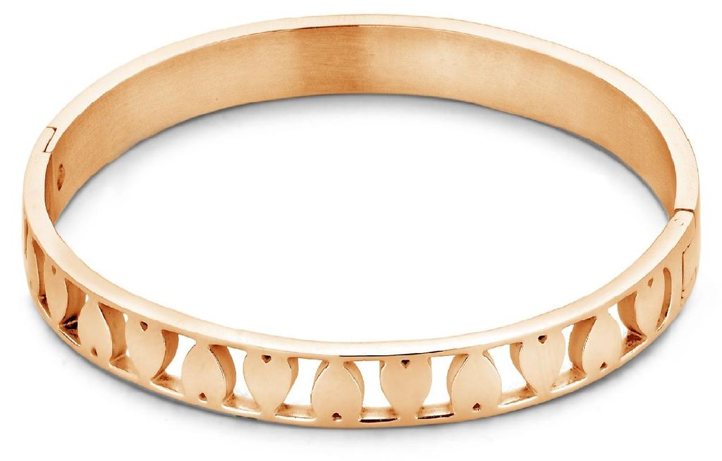 CO88 Collection Sense 8CB-90095 Stalen Bangle met Hartjes - One-size (60x50x6 mm) - Rosékleurig