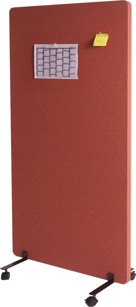 Akustik-Trennwand MCW-G77, Büro-Sichtschutz Raumteiler Pinnwand, doppelwandig rollbar Stoff/Textil 147x80cm braun