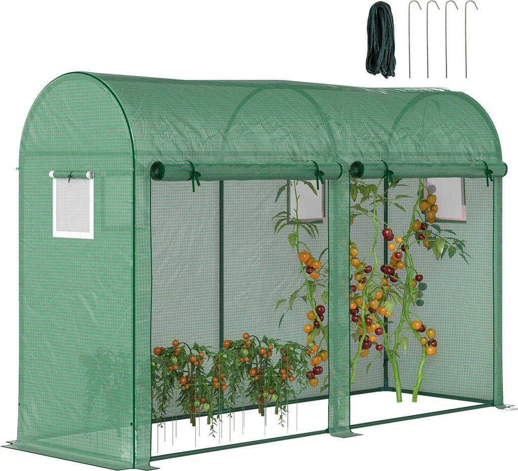 Outsunny Foliengewächshaus Treibhaus Frühbeet 4 Fenster&2 Produktbild 