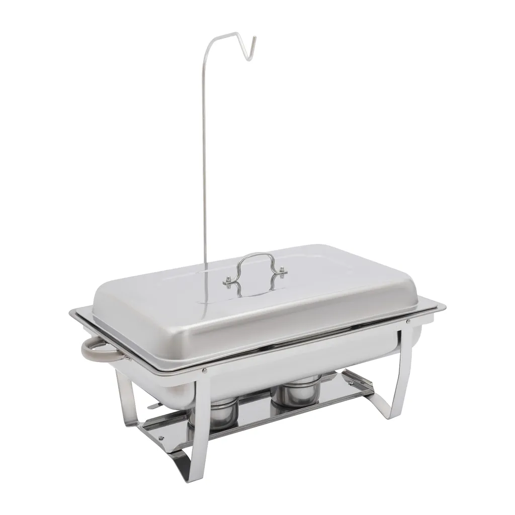 Chafing Dish Rectangulaire 9L Argenté - Réchaud de Buffet 3 Récipients - 14