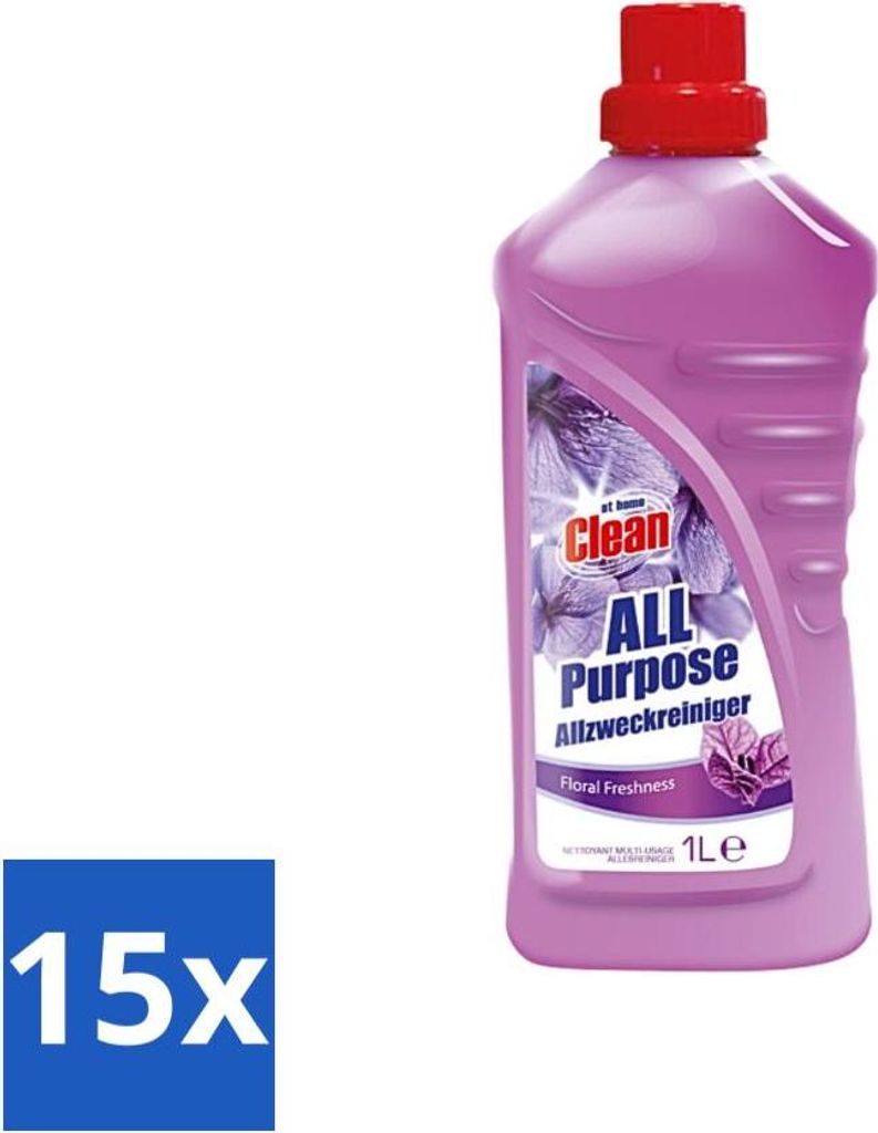 At Home - Clean - Allzweckreiniger - Blumig - Erfrischend - 1 L - Vorteilspack - 15 Stücke