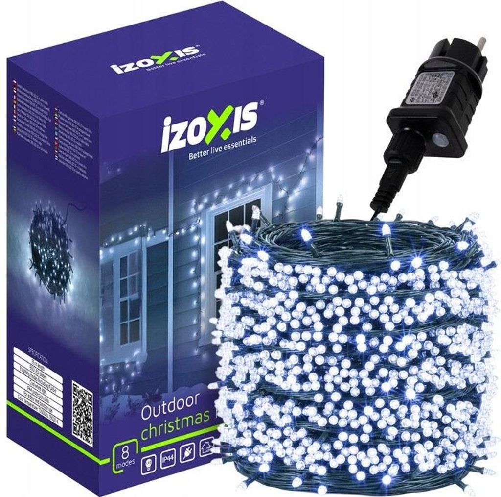 Lampki choinkowe świąteczne 500LED ZEW i WEW zimne białe Zdjęcie produktu 