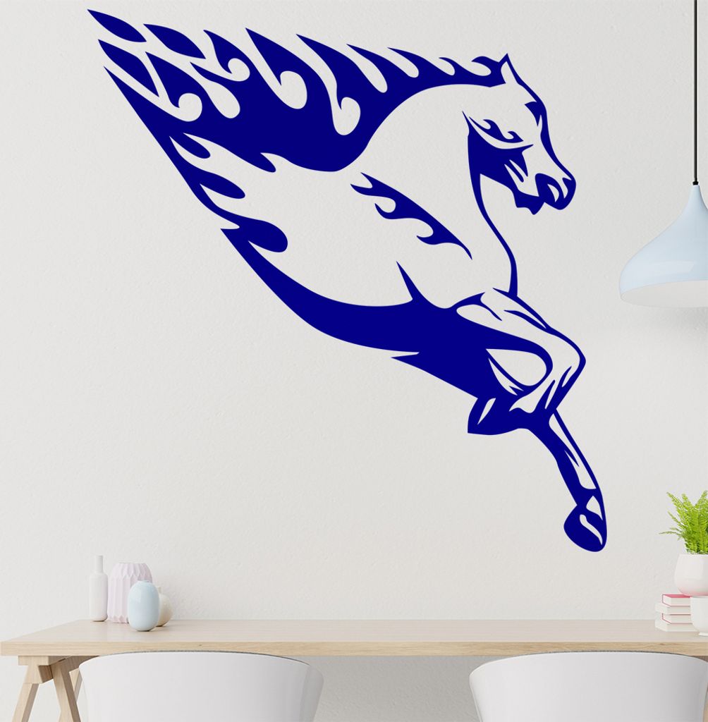 Flammen Pferd Wandtattoo in 6 Größen - Wandaufkleber Wall Sticker - Dekoration, Küche, Wohnzimmer, Schlafzimmer, Badezimmer