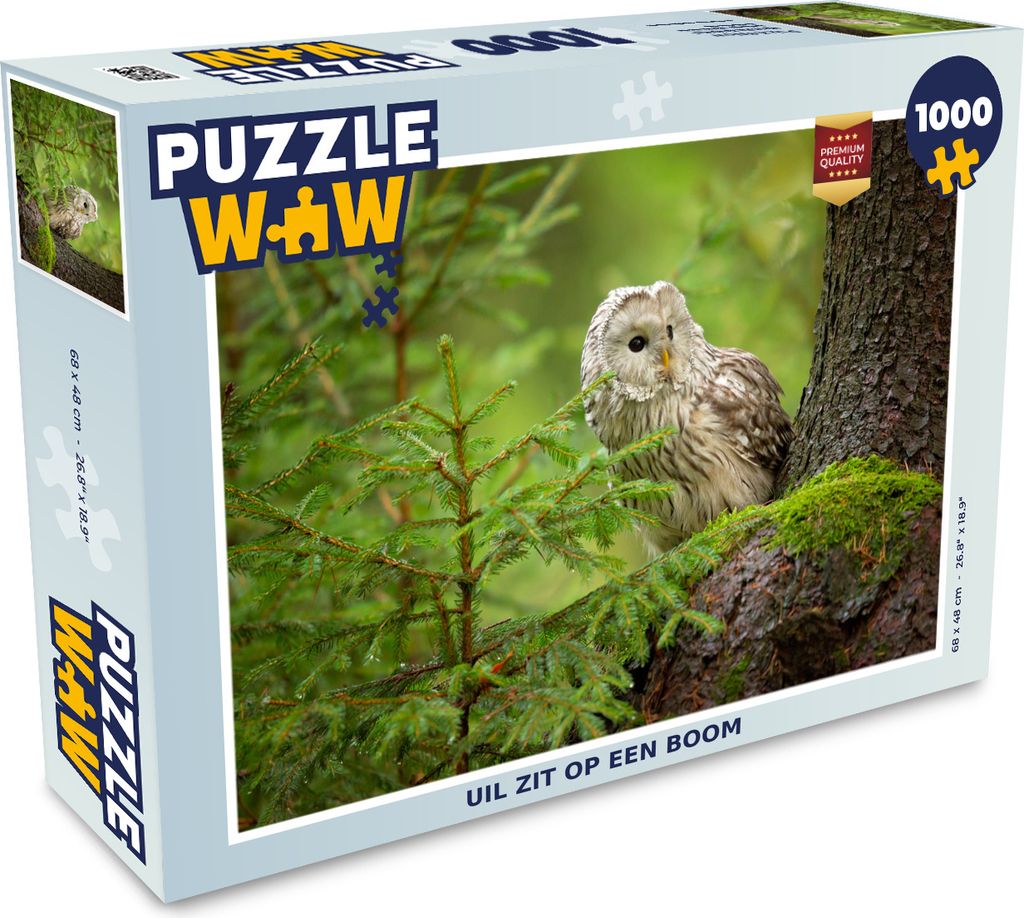 MuchoWow Puzzle 1000 Teile Eule auf einem Baum sitzend - Erwachsene - Rätsel