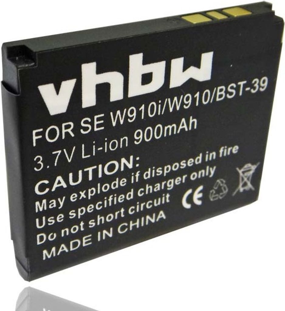 vhbw Akku kompatibel mit Sony-Ericsson Z710c, Z525i, Z710i, Zylo, Z520a, Z525a, Z520c, Z520i Handy Smartphone Telefon (900 mAh, 3,7 V, Li-Ion)