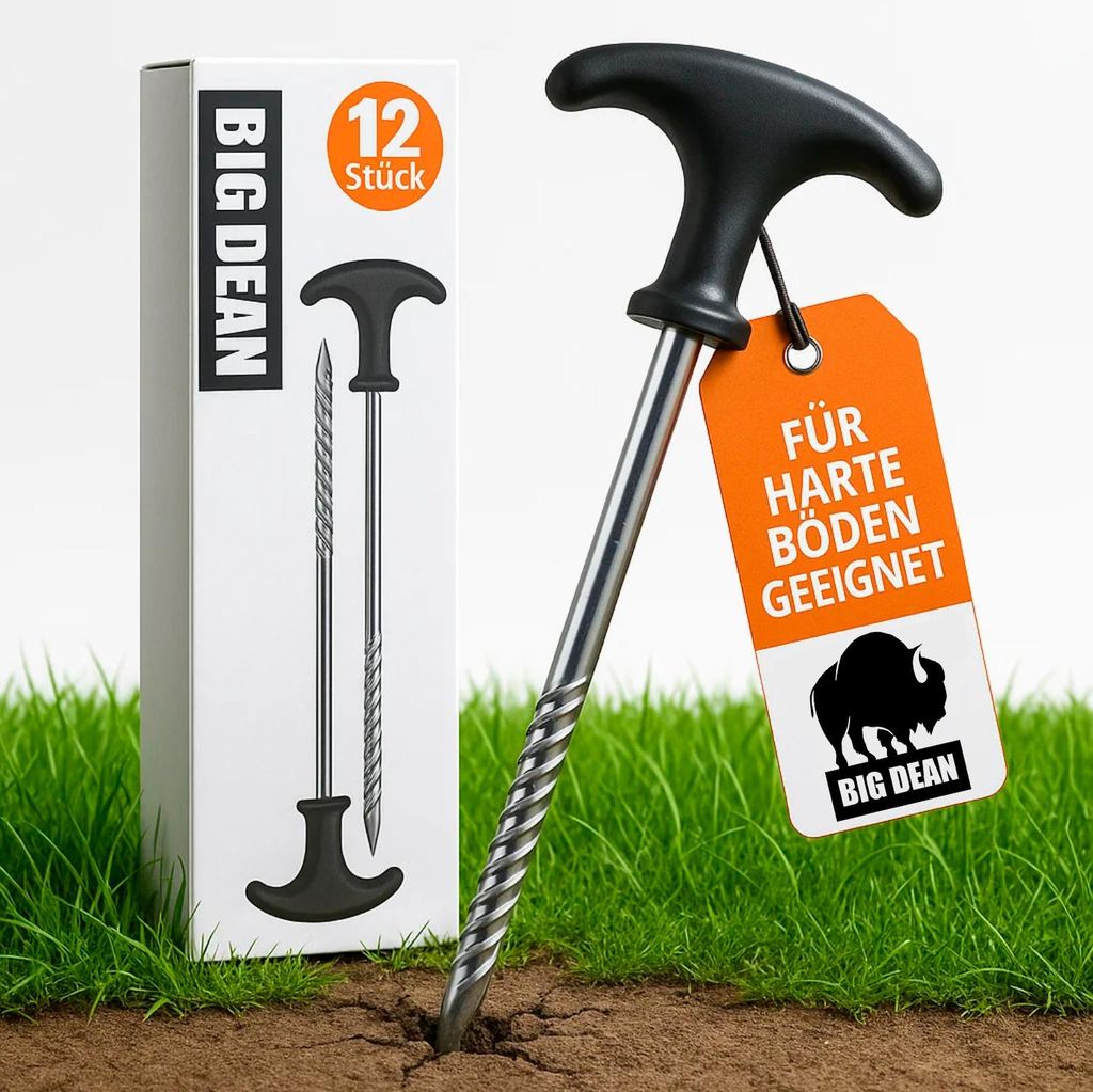 BigDean 12 Stück Heringe Erdnägel stabil auch für Harte Produktbild 