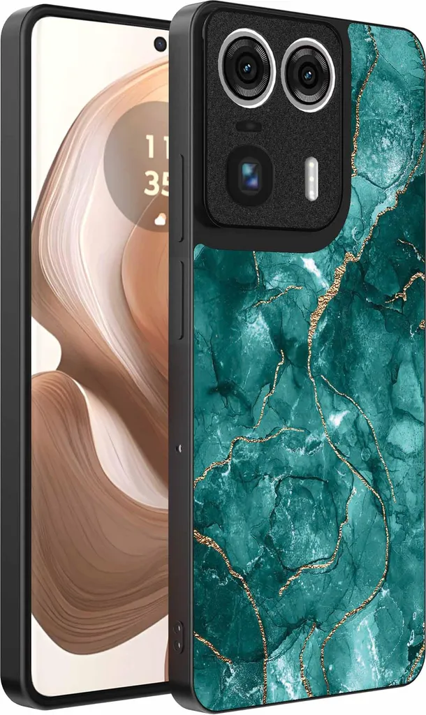 Custodia Marmo Oro Verde per Motorola Edge 50 Ultra | Cover TPU Elegante