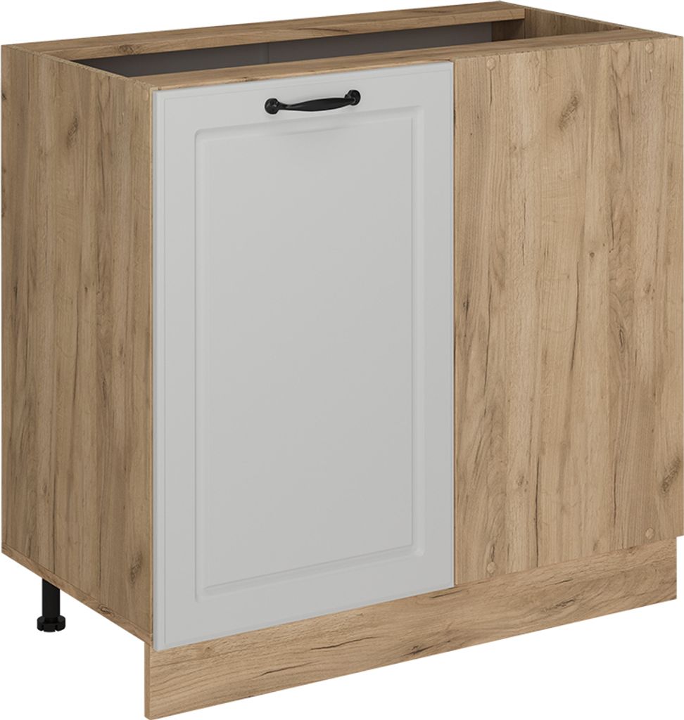 Vicco Eckunterschrank R-Line, 86 cm ohne Arbeitsplatte, Weiß Landhaus/Goldkraft Eiche