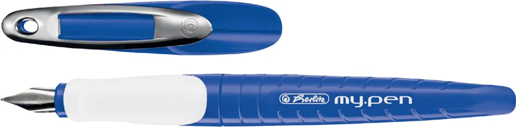 Stylo Plume Ergonomique Herlitz my.pen L pour Écoliers Bleu et Blanc