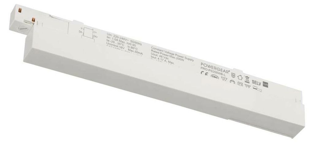 SLV BIG WHITE 48V SYSTEM Intrack LED-Treiber, 48 VDC, 200 W, integriertes DALI-Funkmodul Casambi zu DALI, Anschlussklemme für 220–240 V Kabelkan...