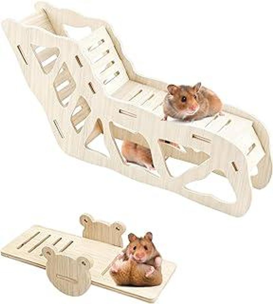 Hamsterhaus Kletterleiter Watchbox Hamster für Rennmäuse, Hamster Tunnel, Holz Kletterspielzeug Hamstertunnel Wippe, Meerschweinchen, Zwerghamste...