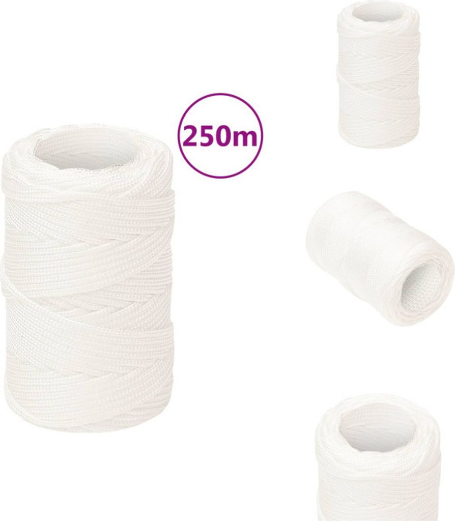 vidaXL Bootsseil Weiß 2 mm 250 m Polypropylen - Seile