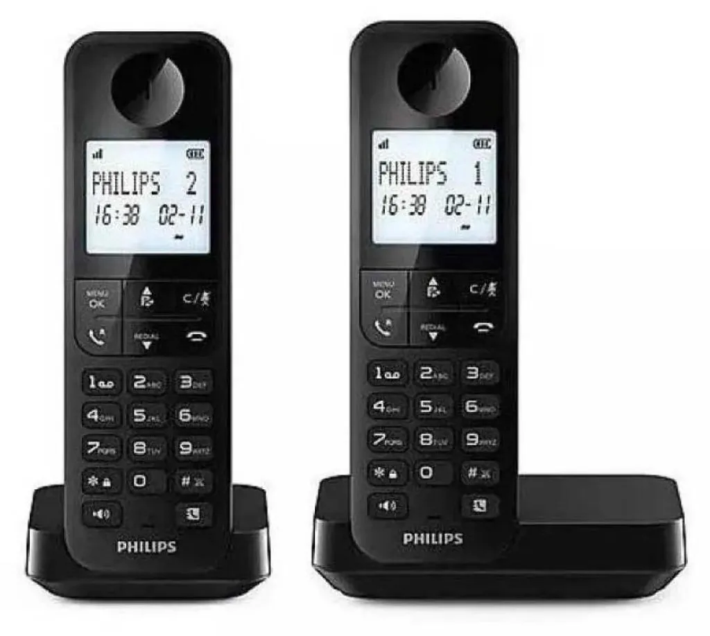 Téléphone fixe anti-interférences Philips D2702B transparent sans fil